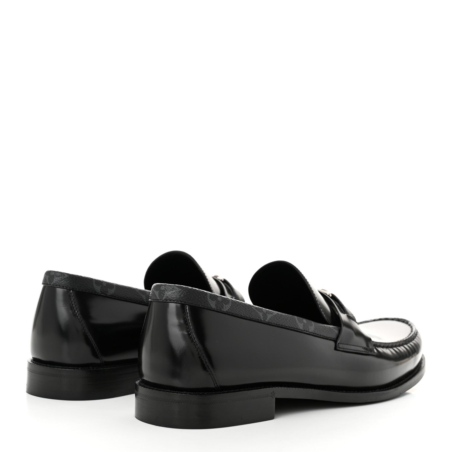 Louis Vuitton Calfskin Monogram Eclipse Mens Major Loafers 12 Black 5 of 10