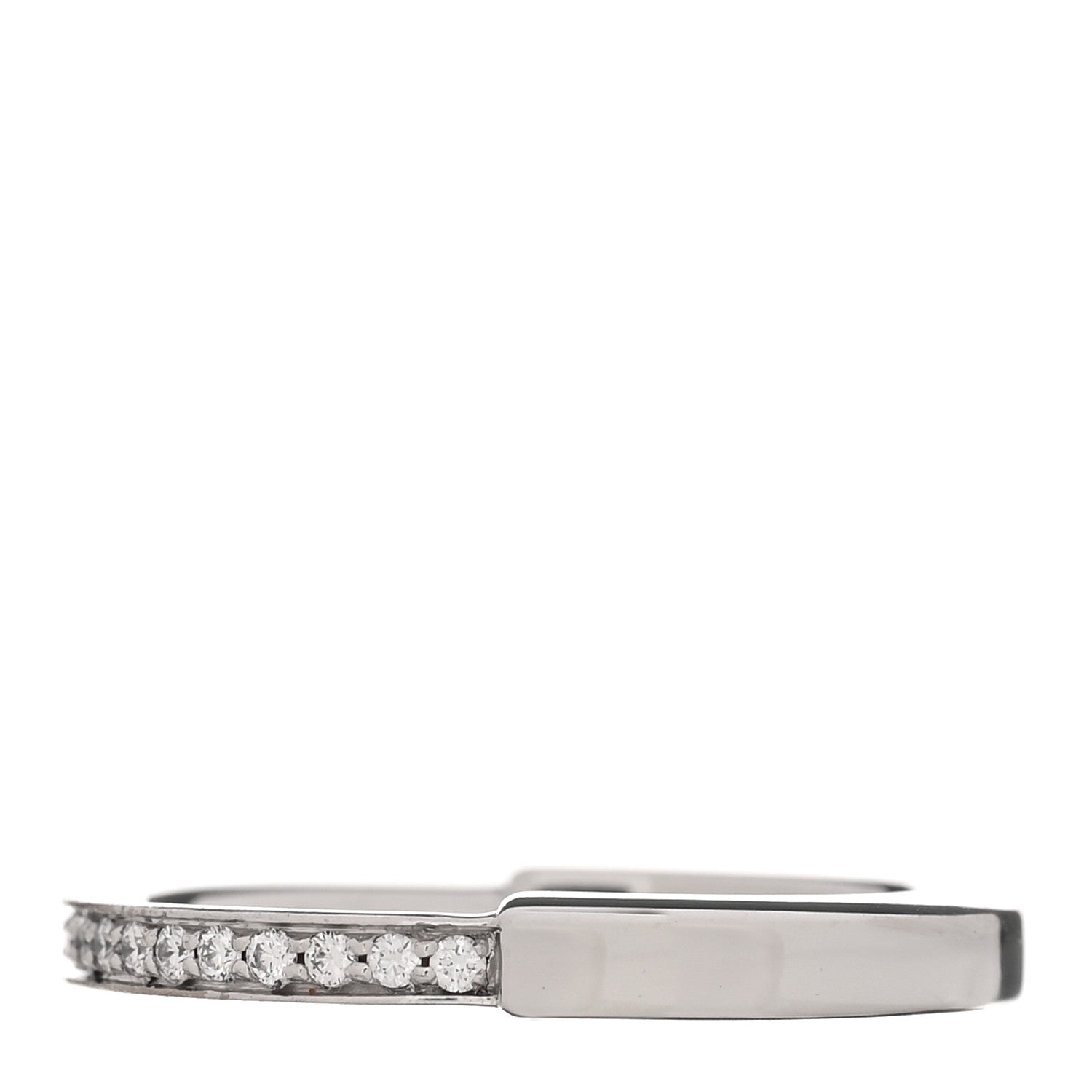 Tiffany 18K White Gold Diamond Lock Ring 54 6.75 1 of 5