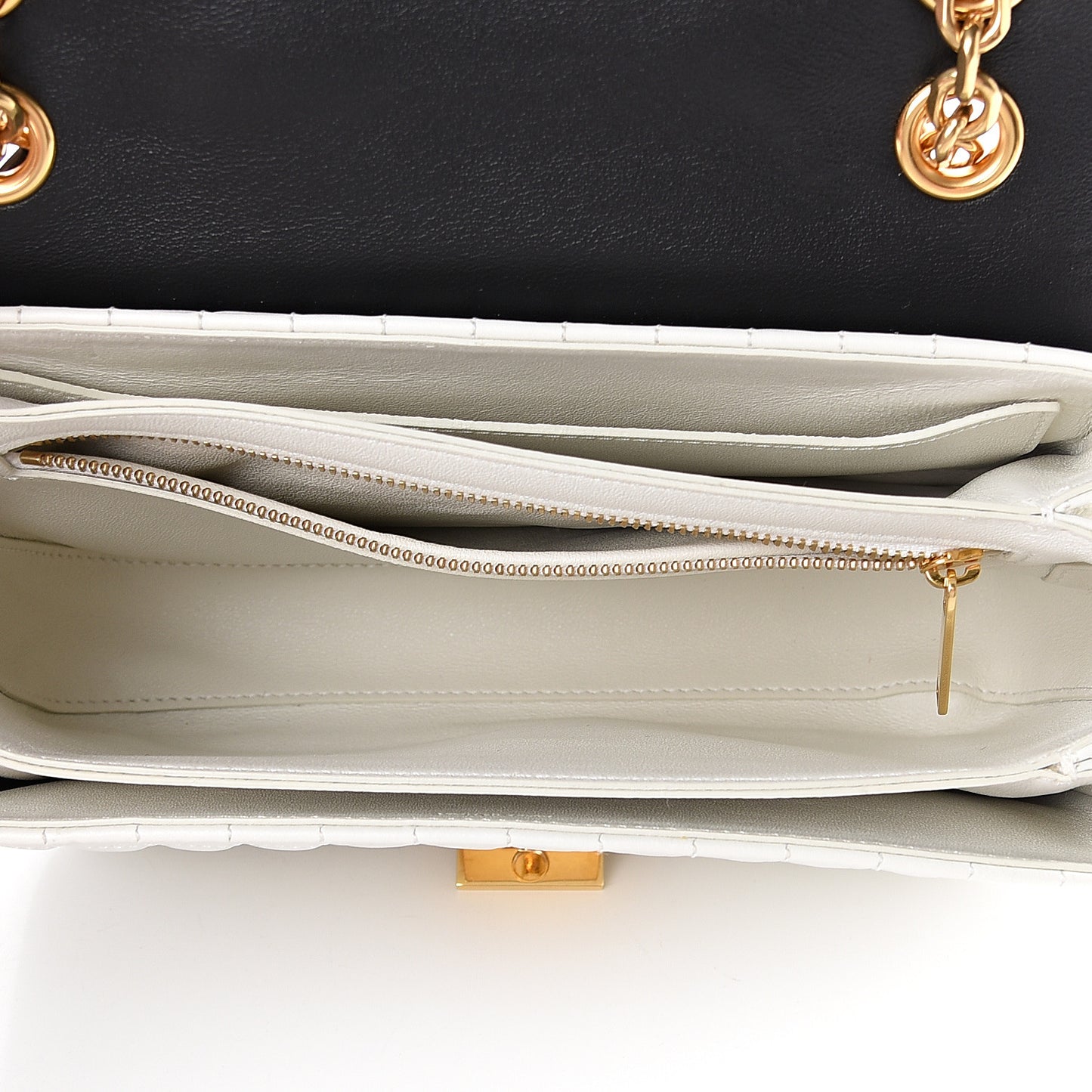 Calfskin Quilted Medium C Bag Black White