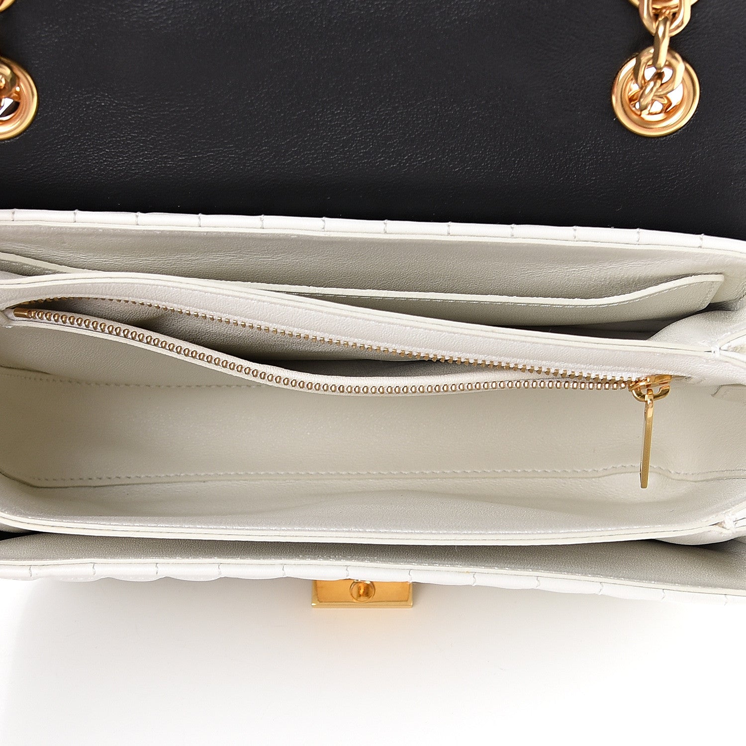 Celine Calfskin Quilted Medium C Bag Black White 4 of 10