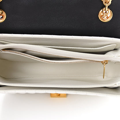 Celine Calfskin Quilted Medium C Bag Black White 4 of 10