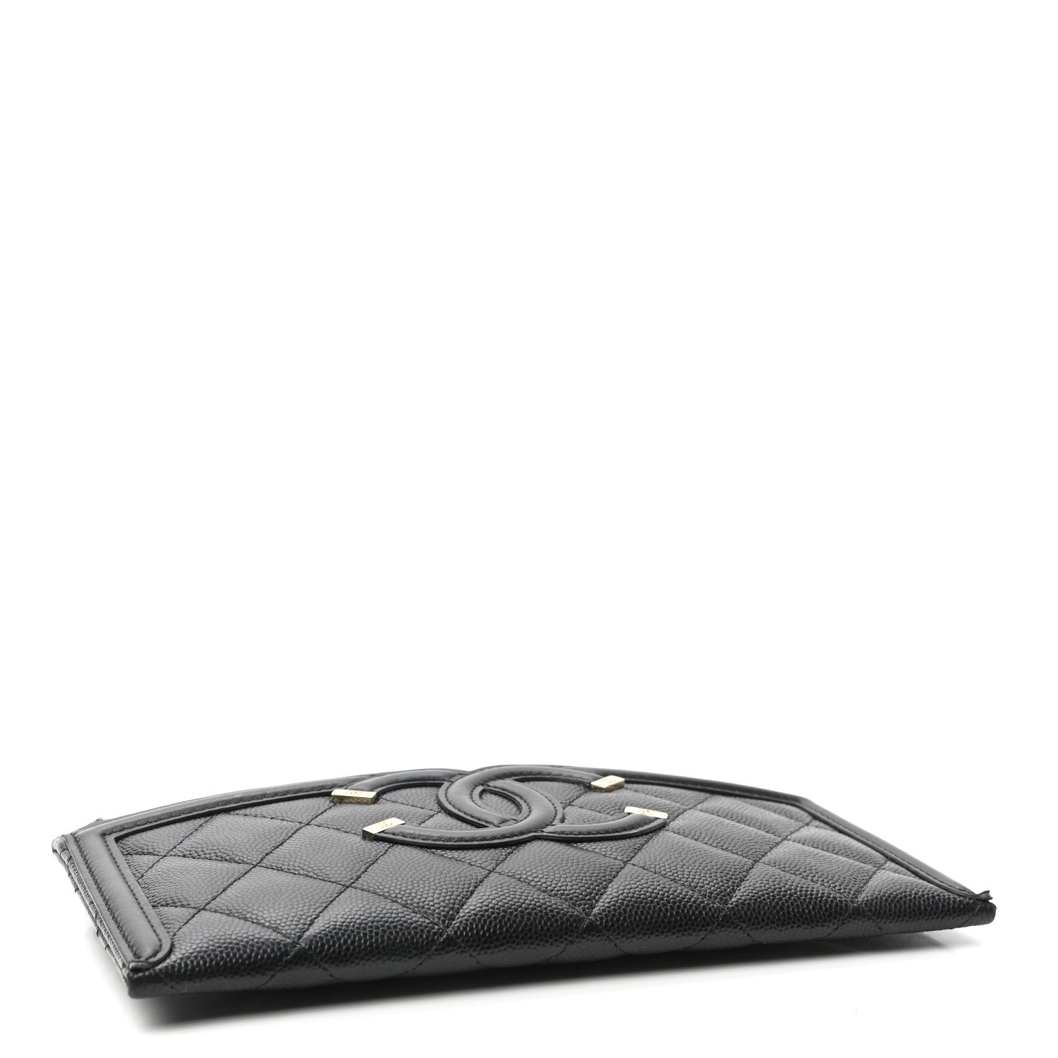 Chanel Caviar Quilted Filigree Zip Pouch Black 4 of 7