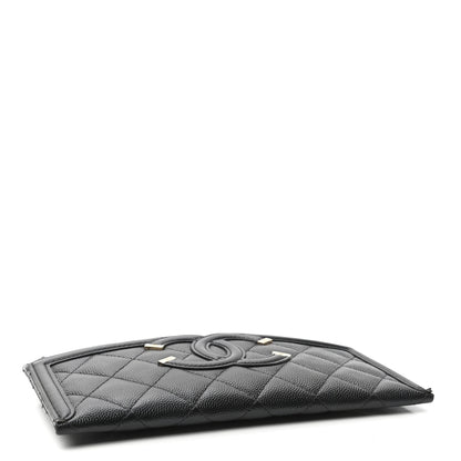 Chanel Caviar Quilted Filigree Zip Pouch Black 4 of 7