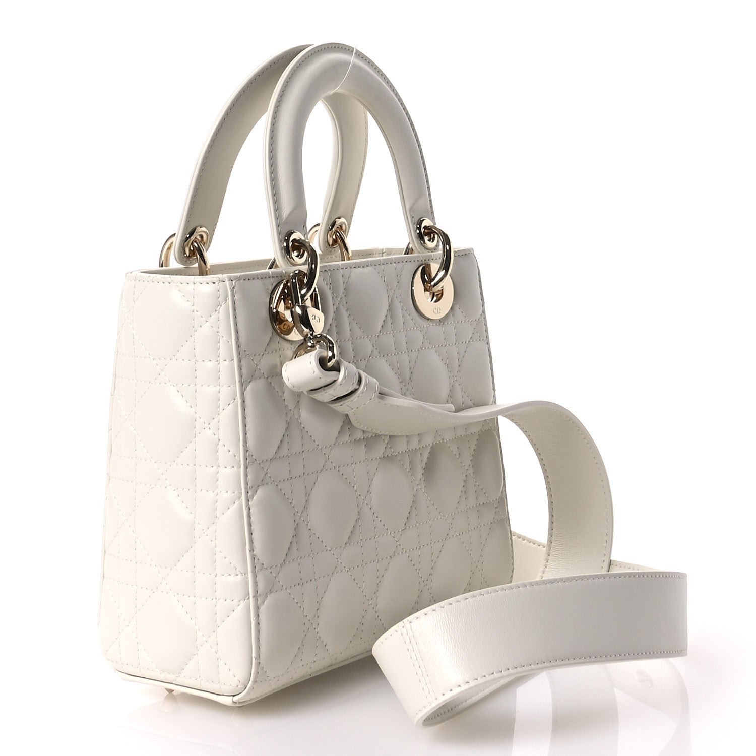 Christian Dior Lambskin Cannage Small My ABCDior Lady Dior White 3 of 11