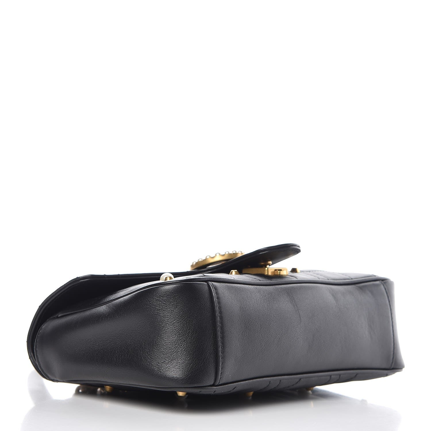 Gucci Calfskin Matelasse Studded Small Pearly GG Marmont Shoulder Bag Black 4 of 9