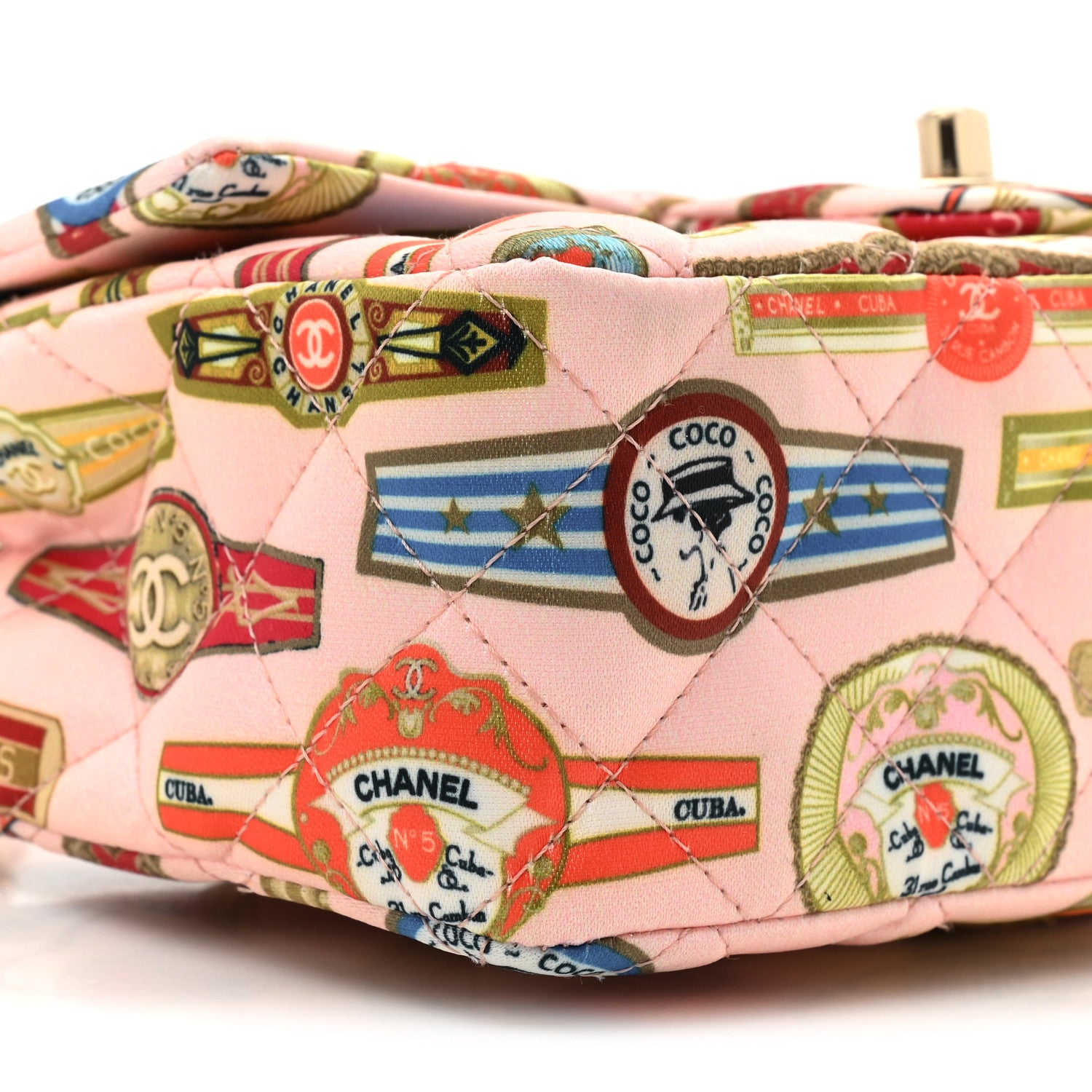 Chanel Satin Paris Cuba Cigare Print Mini Flap Pink 9 of 10