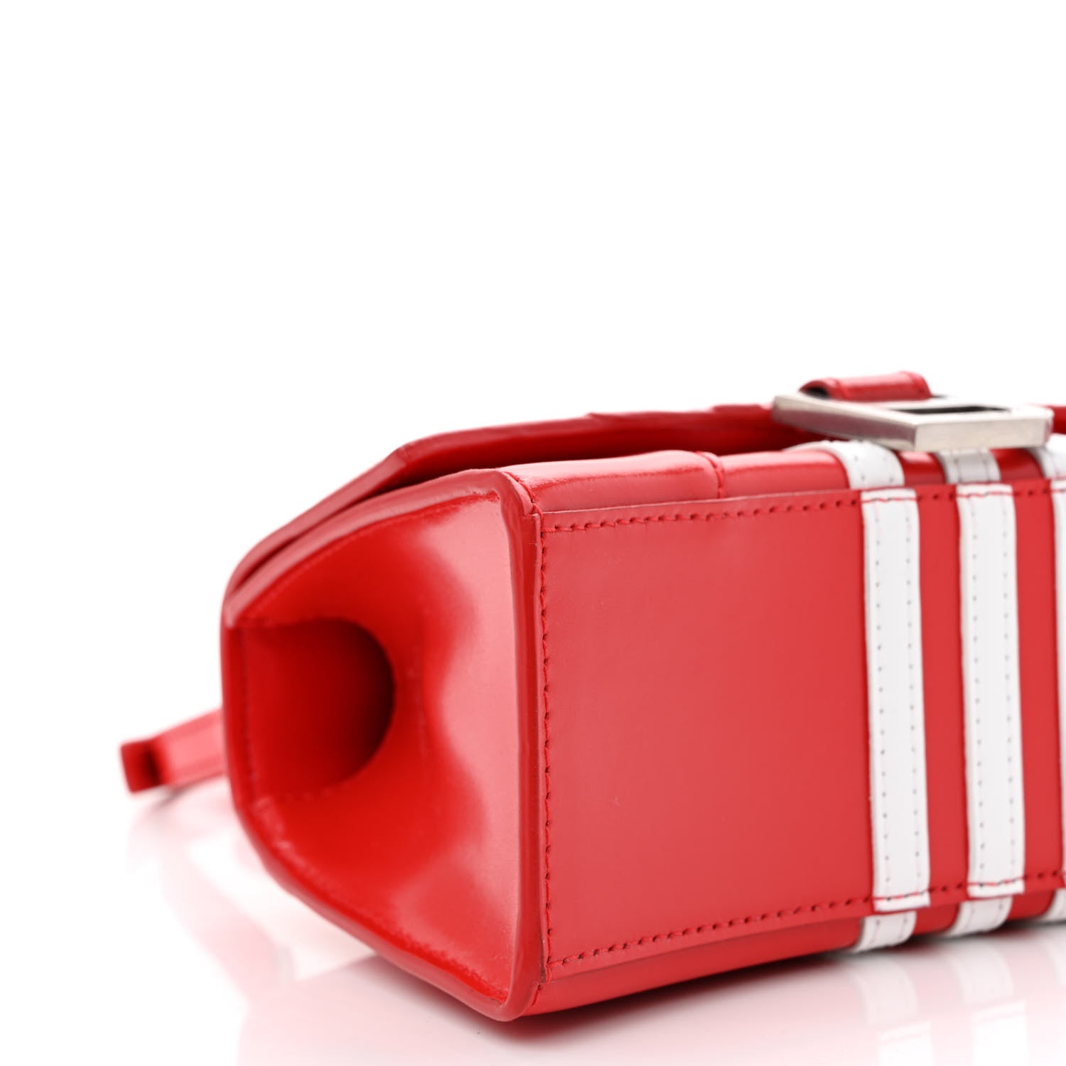 Balenciaga X ADIDAS Shiny Box Calfskin Hourglass Top Handle Bag XS Bright Red 9 of 10