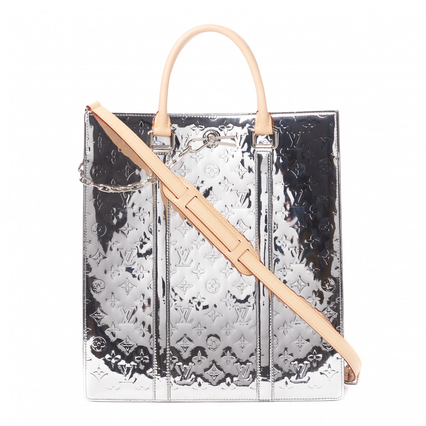 Monogram Mirror Sac Plat NM Silver