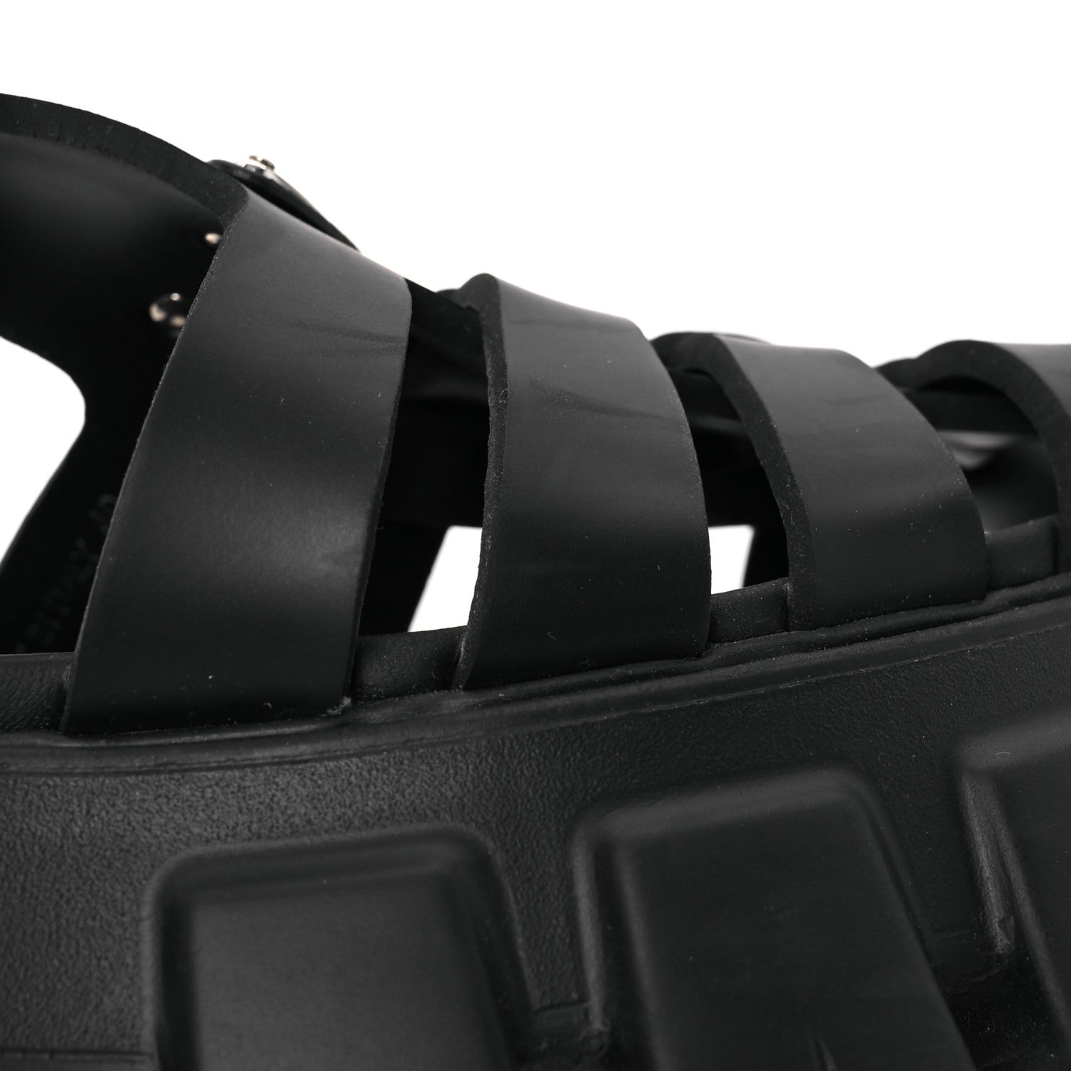Prada Foam Rubber Triangle Logo Monolith 55mm Cage Sandals 40 Black 10 of 14
