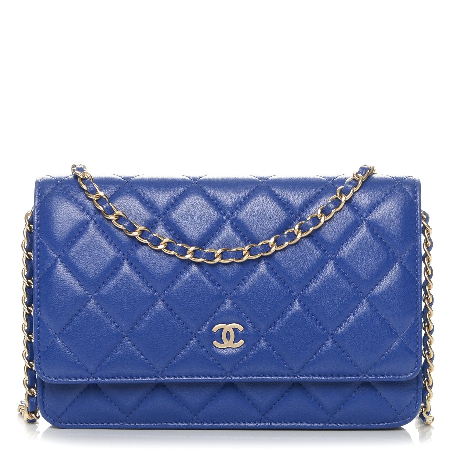 Chanel Lambskin Quilted Wallet On Chain WOC Dark Blue 1 of 8