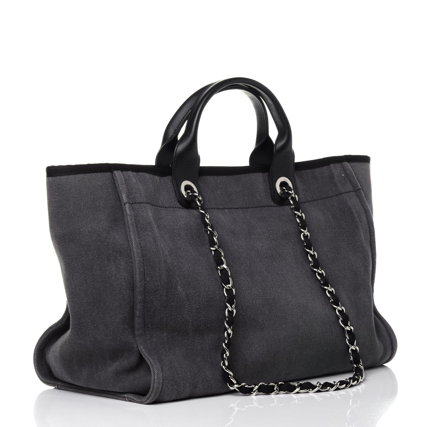 Canvas Sequin Medium Deauville Tote Charcoal