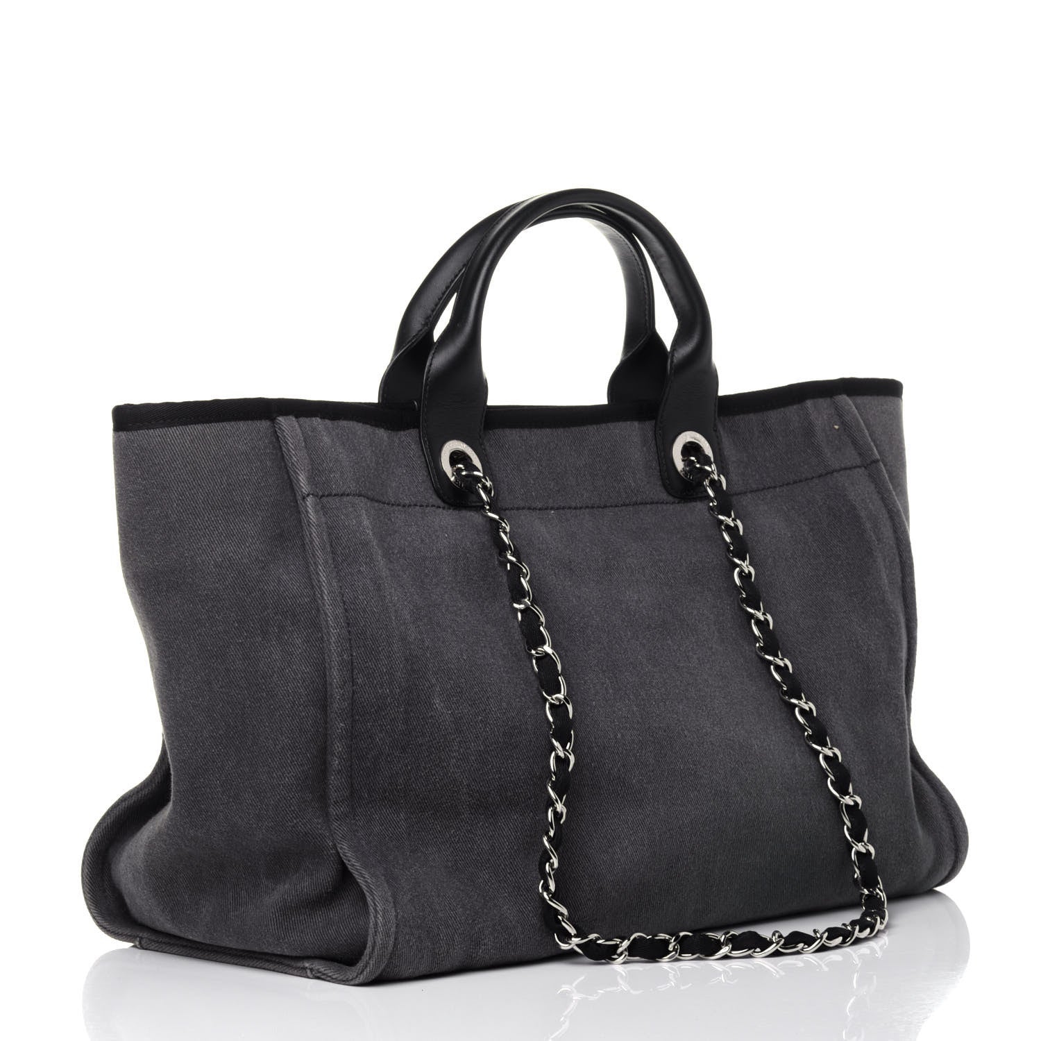 Chanel Canvas Sequin Medium Deauville Tote Charcoal 2 of 10