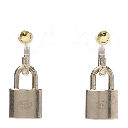 Chanel Metal Lock Drop Earrings Light Gold 3 of 5