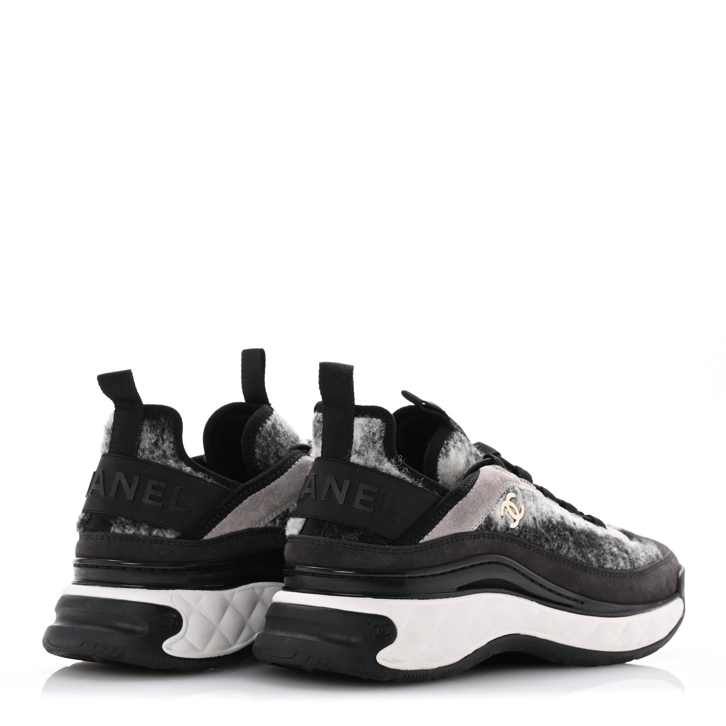 Fabric Suede Calfskin CC Sneakers 39 Gray