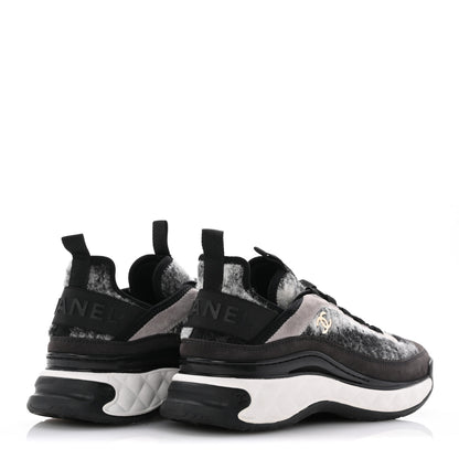 Chanel Fabric Suede Calfskin CC Sneakers 39 Gray 5 of 9