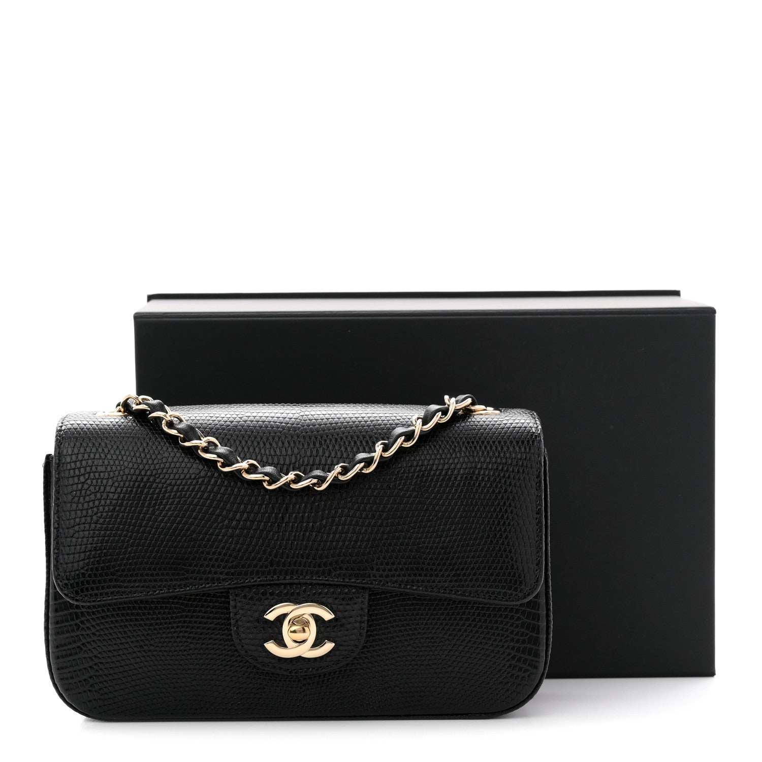 Chanel Lizard Mini Rectangular Flap Black 11 of 11