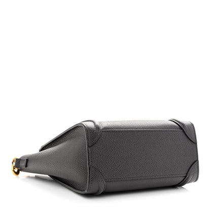 Celine Drummed Calfskin Nano Luggage Liquorice 4 of 11