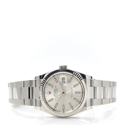 Rolex Stainless Steel 18K White Gold 36mm Oyster Perpetual Datejust Watch Silver 126234 2 of 6