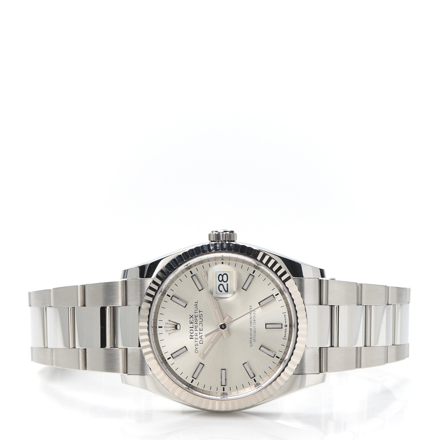 Rolex Stainless Steel 18K White Gold 36mm Oyster Perpetual Datejust Watch Silver 126234 2 of 6