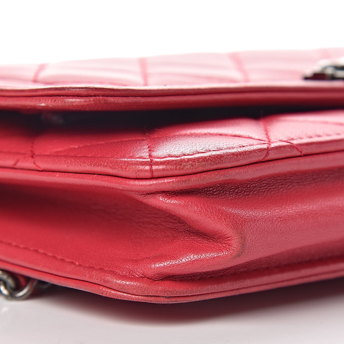 Calfskin Quilted Boy Wallet On Chain WOC Red