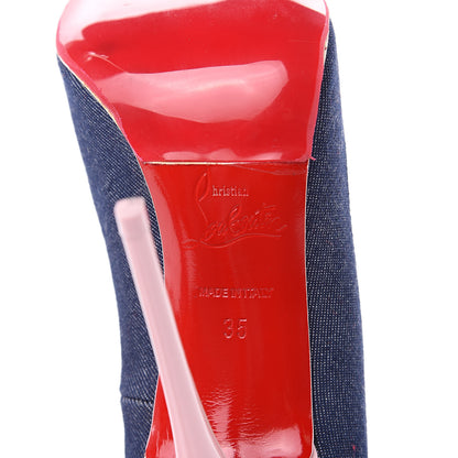 Christian Louboutin Denim Jazz Calf So Kate 120 Pumps 35 Blue Pompadour 7 of 11