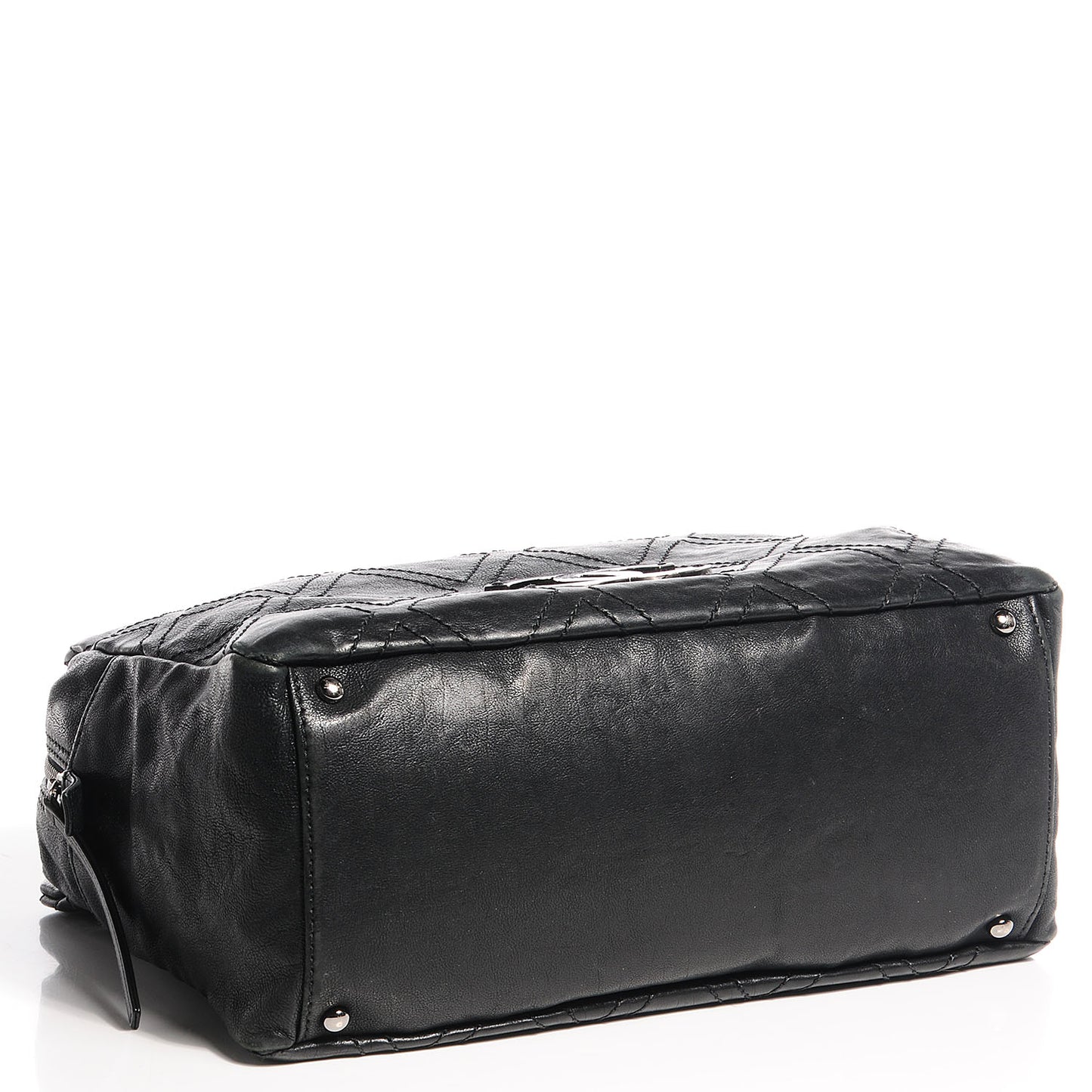 Calfskin Large Diamond Stitch Tote Black