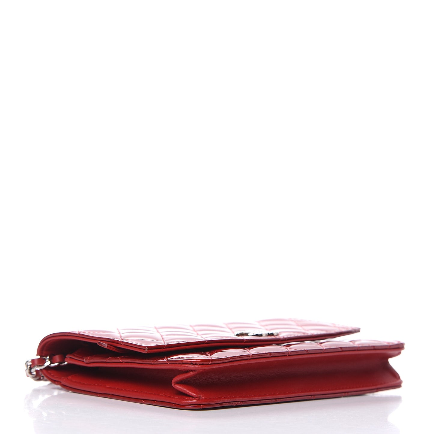 Patent Quilted Brilliant Wallet On Chain WOC Red