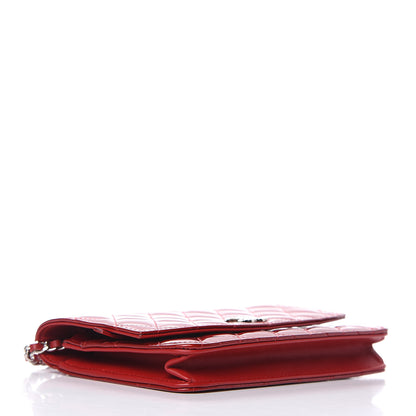 Chanel Patent Quilted Brilliant Wallet On Chain WOC Red 4 of 14