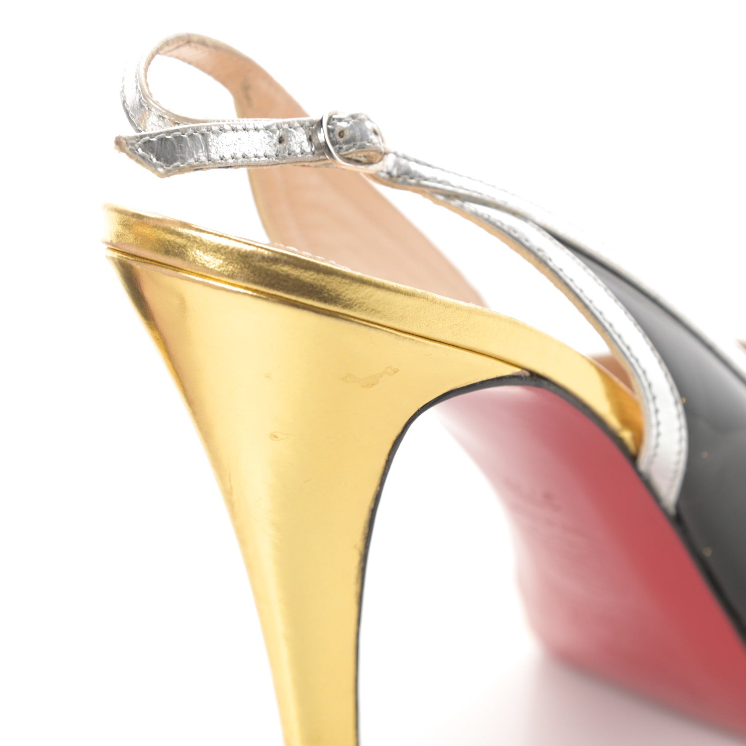 Christian Louboutin Patent Calfskin Round Toe Platform Slingback Pumps 37.5 Black 13 of 15