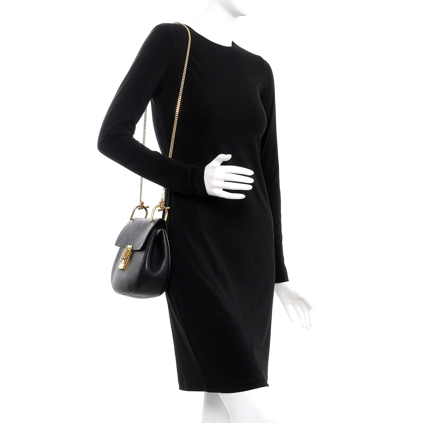 Grained Lambskin Drew Shoulder Bag Black
