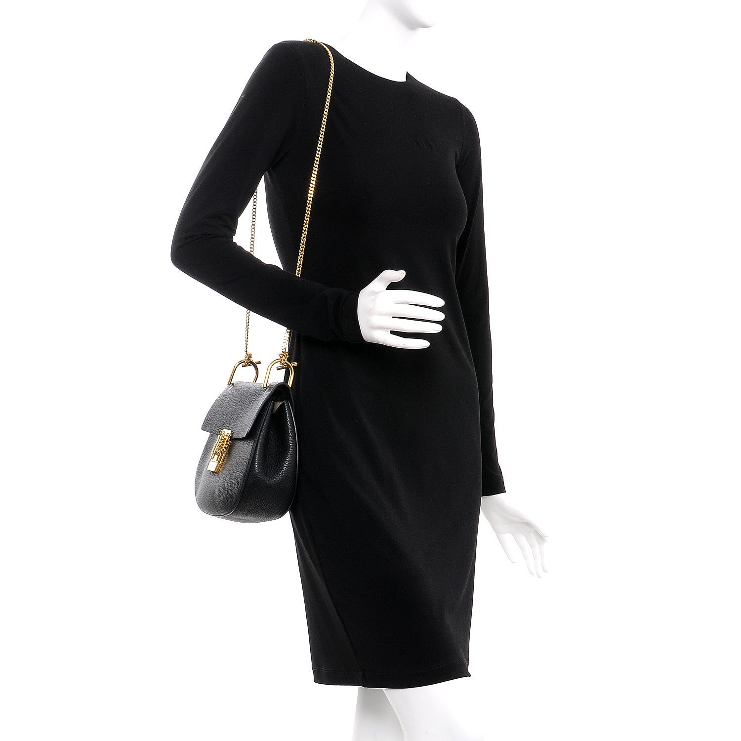 Chloe Grained Lambskin Drew Shoulder Bag Black 2 of 7