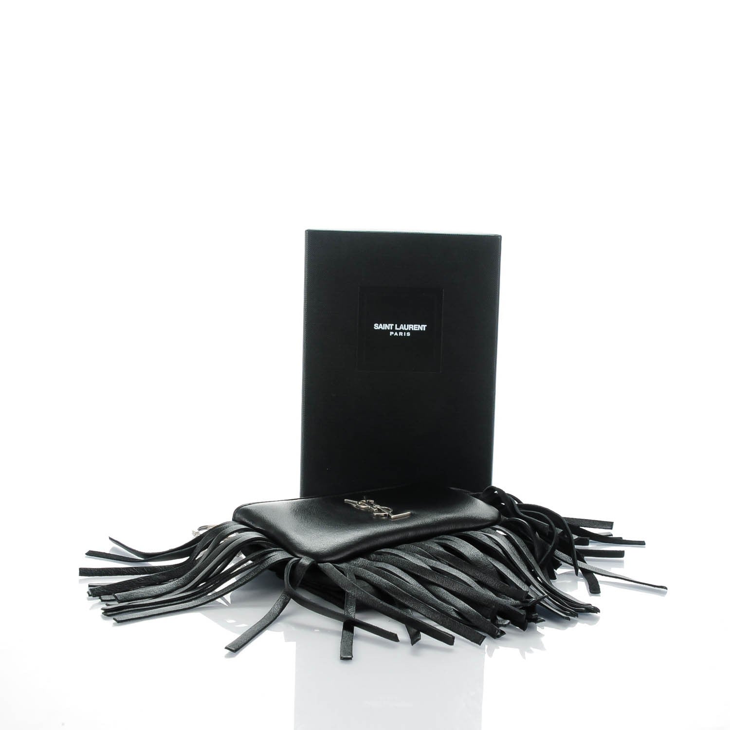 Saint Laurent Calfskin Monogram Small Fringe Key Pouch Black 5 of 15