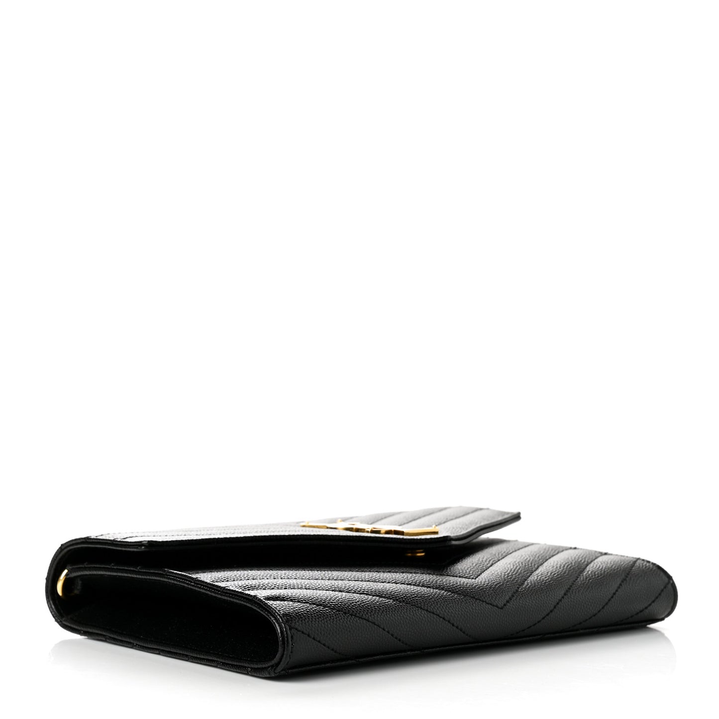 Grain De Poudre Matelasse Chevron Monogram Envelope Clutch Black