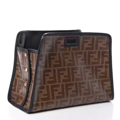 Fendi Glazed Fabric Vitello Century FF 1974 Stamp Patch Mini Peekaboo Defender Cover Mogano Panna Black 3 of 10