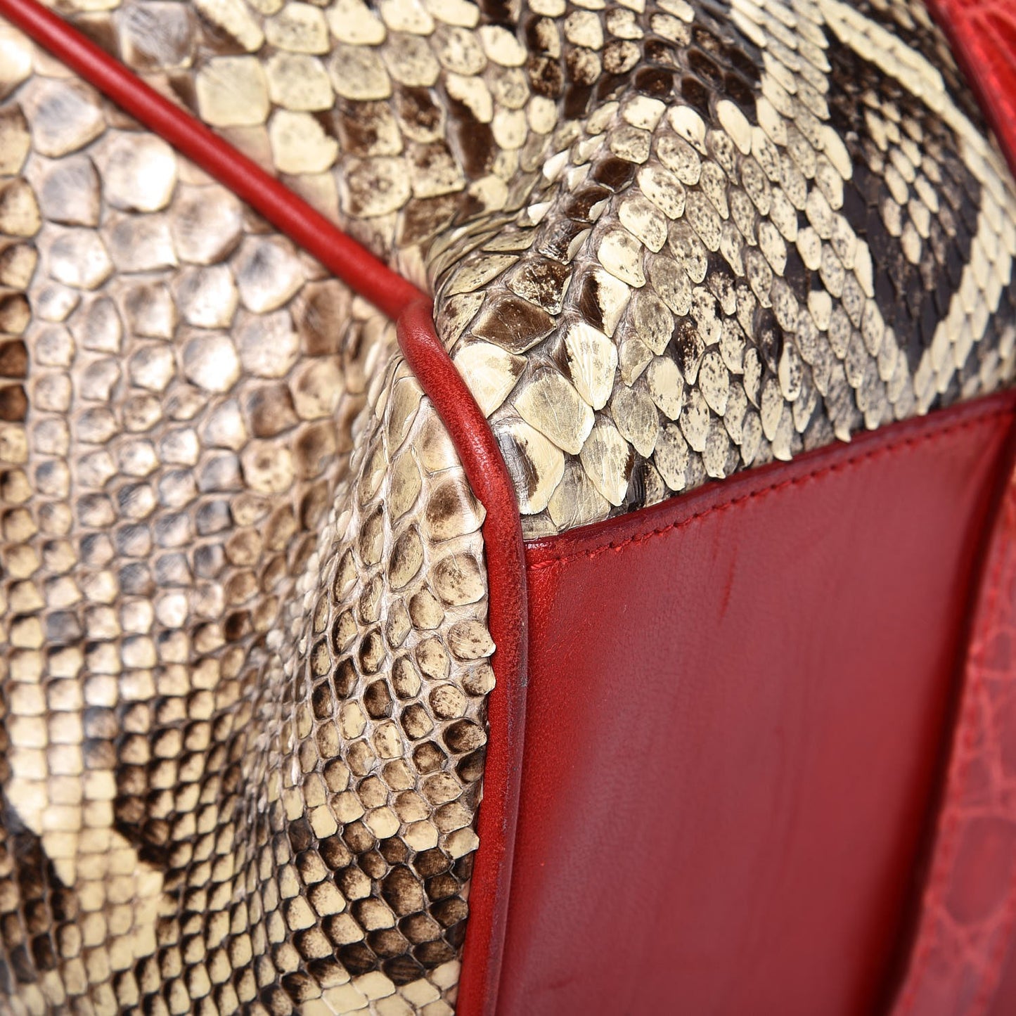 Python Crocodile Tote Naturale Rosso