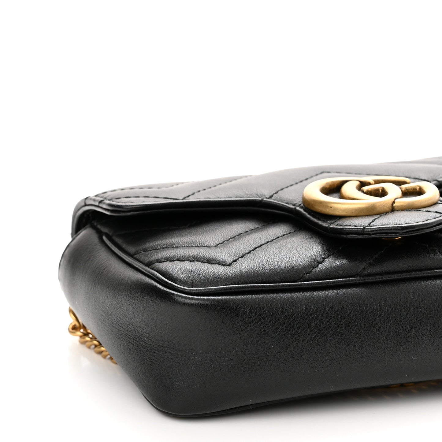 Calfskin Matelasse Super Mini GG Marmont Shoulder Bag Black