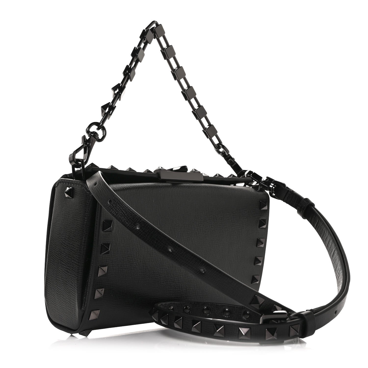 Valentino Garavani Grainy Calfskin Rockstud Clutch Black 2 of 8