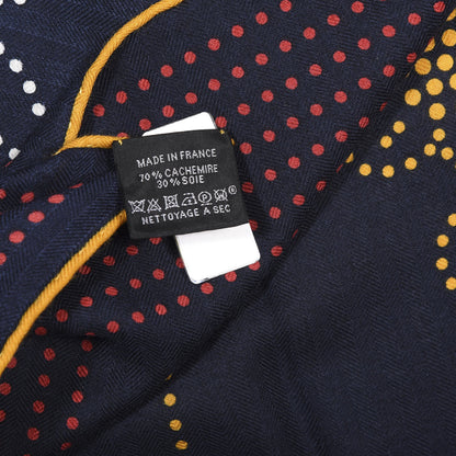 Hermes Cashmere Silk Brandebourgs Points Shawl 140 Bleu Black Gold Rouge 4 of 4