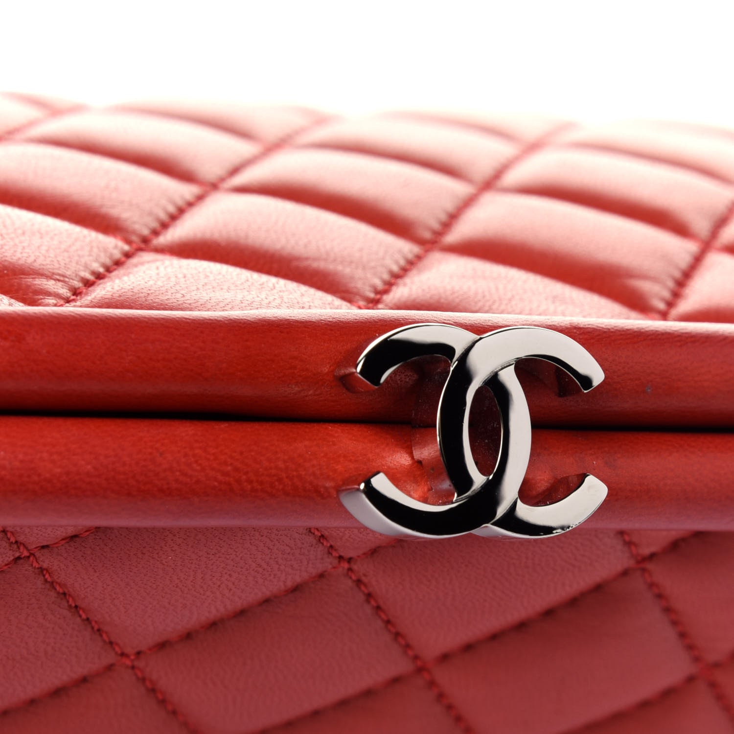 Chanel Lambskin Quilted Timeless Clutch Red 10 of 12