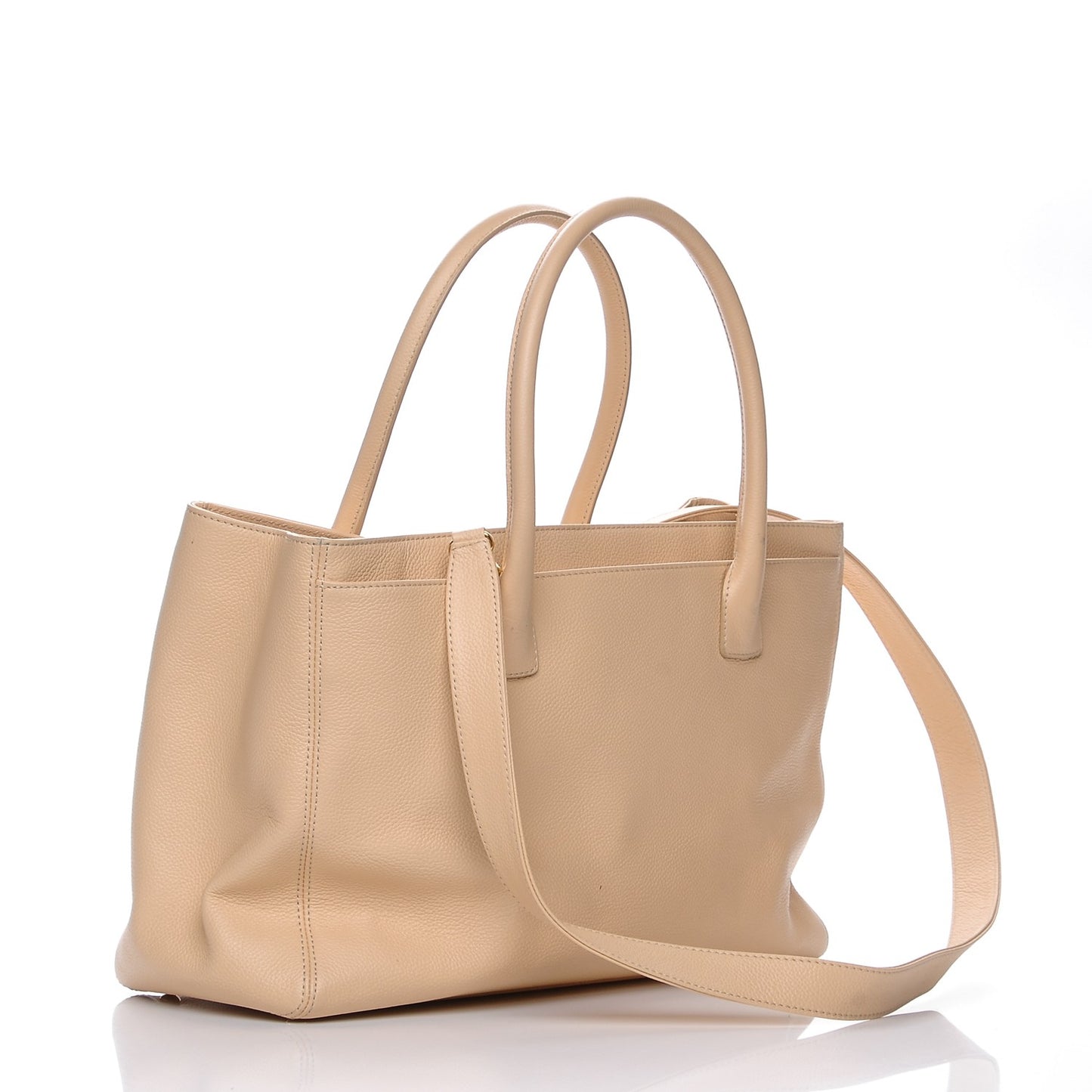 Calfskin Cerf Executive Shopper Tote Beige