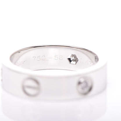 Cartier 18K White Gold 3 Diamond 5.5mm LOVE Ring 56 7.75 5 of 8