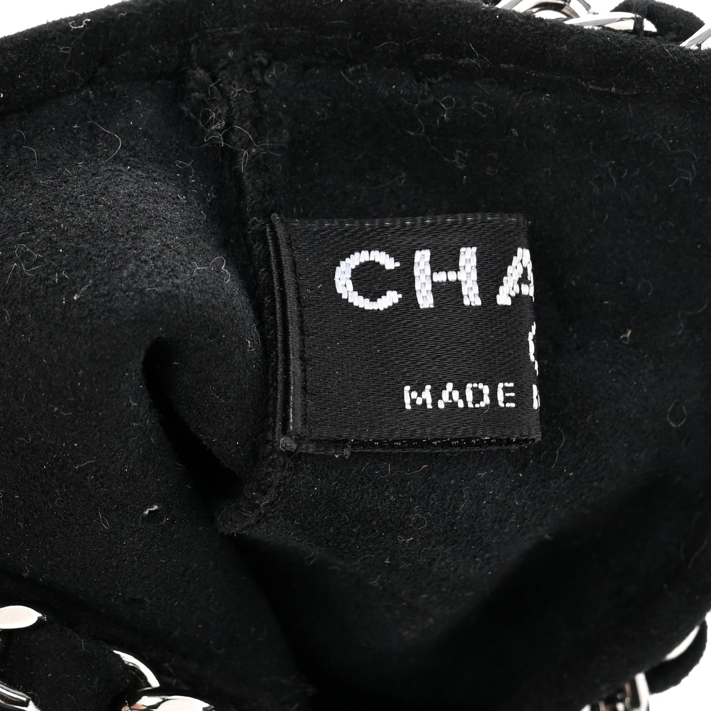 Lambskin Perforated Fingerless Chain CC Gloves 7.5 Black