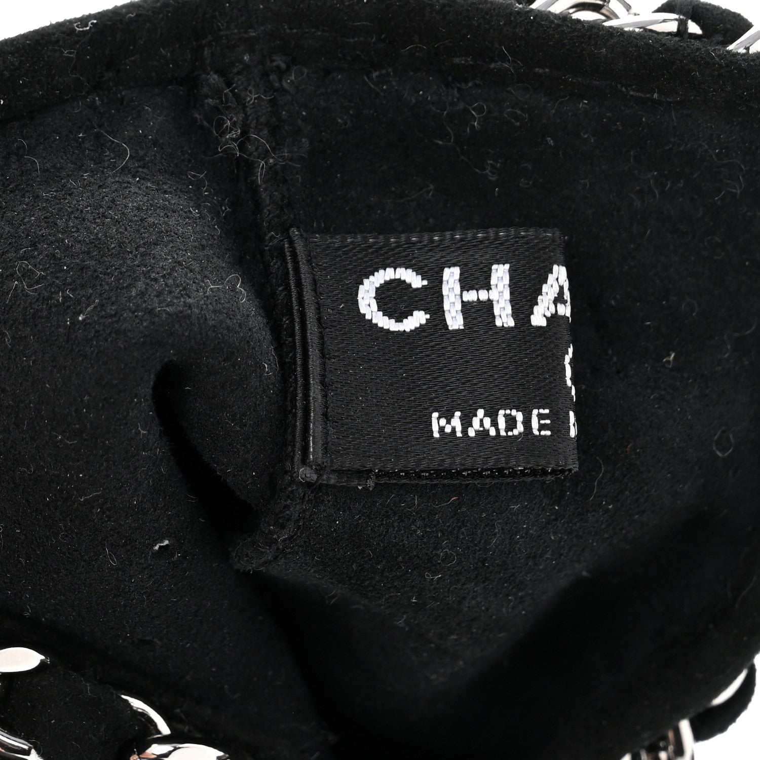 Chanel Lambskin Perforated Fingerless Chain CC Gloves 7.5 Black 3 of 6