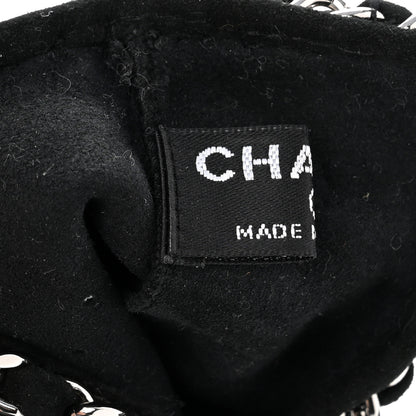 Chanel Lambskin Perforated Fingerless Chain CC Gloves 7.5 Black 3 of 6