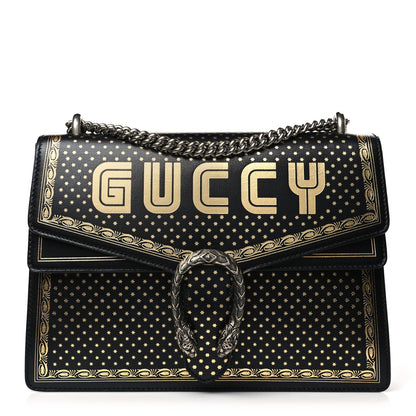 Gucci X SEGA Calfskin GUCCY Stars Medium Dionysus Shoulder Bag Black Gold 1 of 9