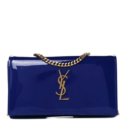 Saint Laurent Patent Calfskin Monogram Kate Wallet On Chain Royal Blue 1 of 10