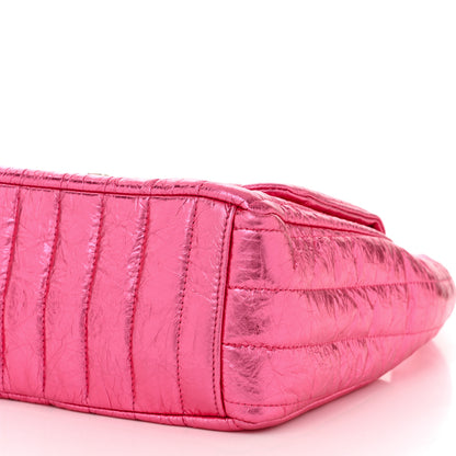 Balenciaga Metallized Crushed Calfskin Quilted Small Monaco Shoulder Bag Pink 10 of 10