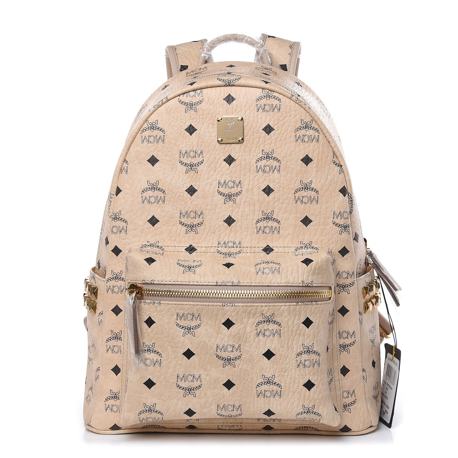 MCM Visetos Small Side Stud Stark Backpack Beige 1 of 9
