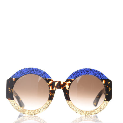 Gucci Acetate Round GG0084S Sunglasses Glitter Blue Multi 3 of 7