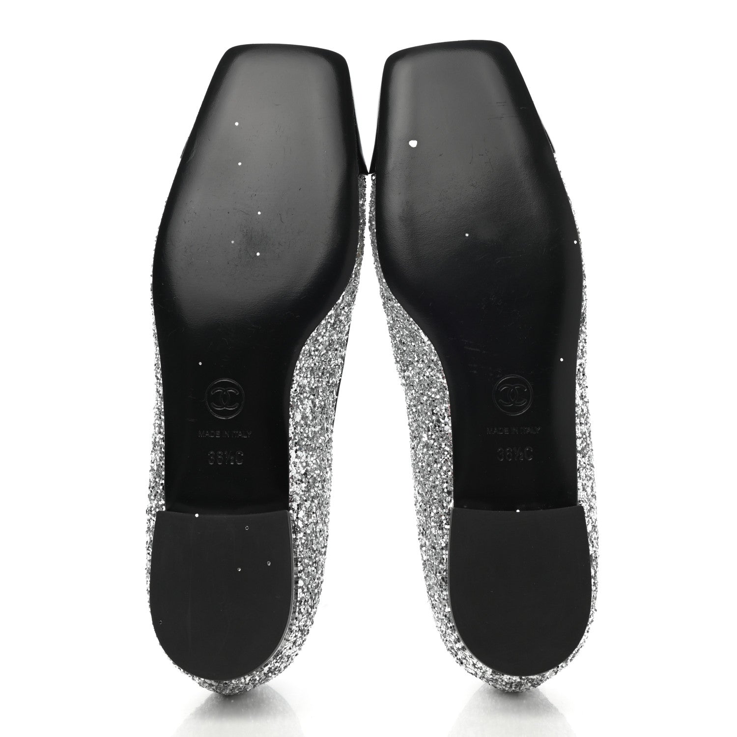 Chanel Glitter Fabric Patent Calfskin Mocassin Loafers 36.5 Black Silver 4 of 12
